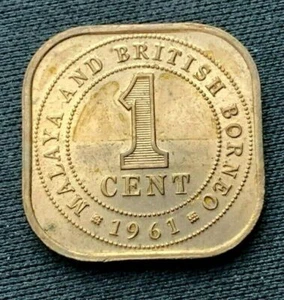 1961 Malaya British Borneo 1 Cent Coin BU UNC #C444 - Picture 1 of 2