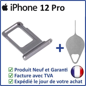 TIROIR CARTE SIM DE L'IPHONE 12 PRO NOIR AVEC JOINT ÉTANCHE + OUTIL - Photo 1 sur 3