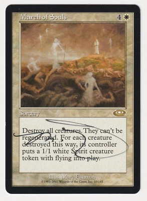 Signed March of Souls Proof MP Planeshift Artist Marc Fishman 2001 MTG Magic AP! - Image 1 of 2