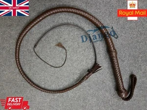 4 Fuß 12 Zöpfe schokobraun Peitsche echtes genarbtes Leder strapazierfähig Bullwhip - Bild 1 von 5