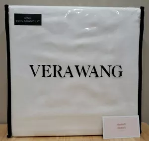 Vera Wang KING Sheet Set Simple Dot 100% Cotton w/ Satin Weave WHITE OEKO-TEX - Picture 1 of 5