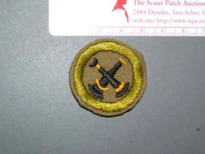 Boy Scout Merit Badge Firemanship narrow tan circa '36-46 4279M - Picture 1 of 1
