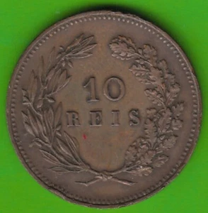 Coin Portugal 10 Reis 1892 Almost Vf Stronger Edge Errors nswleipzig - Picture 1 of 3