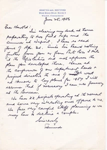 Sociologist EDMUND DE SCHWINITZ BRUNNER 1956 AUTOGRAPH LETTER re. PUERTO RICO - Picture 1 of 1