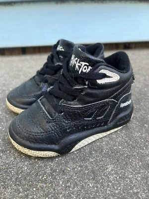 Original Blacktop Baby Reebok Basketball Black Leather Shoes Vintage Size 4 TD - Image 1 of 4