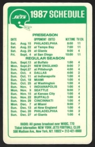 RARO 1987 New York Jets NFL calendario de fútbol!!! Hess - Imagen 1 de 2