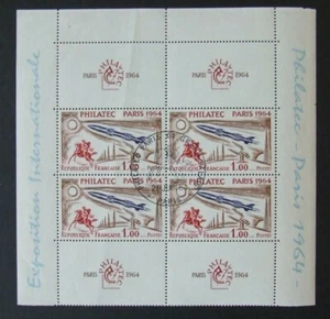 FRANCE 1964 PHILETEC 1f BLOCK OF 4 FROM MINI SHEET, CTO WITH GUM, SG 1651a - Picture 1 of 1