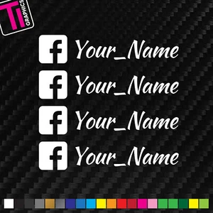 4 X FACEBOOK YOUR NAME CUSTOM PERSONALISED WINDOW VINYL DECAL CAR STICKER - Picture 1 of 4