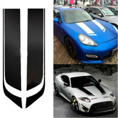 2x 85cm Black Racing Sports Car Hood Mount Sticker Bonnet Stripe Decal Universal - Imagem 1 de 4