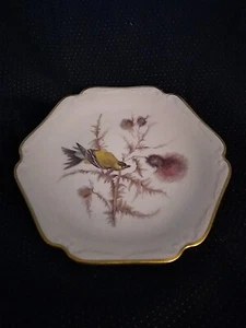 Mitterteich Bavaria Bird Plate Gold Trim Purple Thistle Made In Germany - Picture 1 of 3