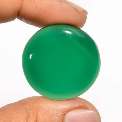 Cabujón para joyería 37 quilates 100 % natural de ónix verde forma redonda Foto 1 de 2