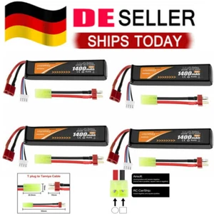 4X 11,1V 1400mAh 30C Airsoft Hobby LiPo Akku Wiederaufladbarer Deans T Stecker  - Bild 1 von 7
