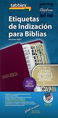 Tabbies 96 Gold-Edged Bible Indexing Tabs Large Print Spanish Old+New Testament • 7.59$