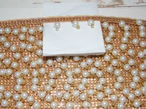 Perla Oro Cristal Joya Cuentas Boda India Perla Disfraz Cinta Estrás - Imagen 1 de 2