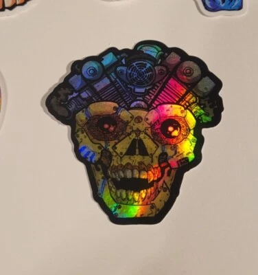 3" VINYL HOLOGRAPHIC SKULL STICKER - Image 1 of 3