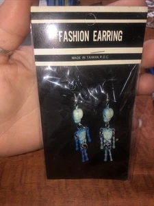 PENDIENTES ESQUELETO Vintage Halloween Nuevo Antiguo Stock Articulado Azul - Imagen 1 de 5