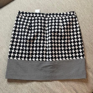 Falda MICHAEL KORS Negra Blanca Pata de Gallo Patterneada Cremallera 2 Extra Pequeña Oficina - Imagen 1 de 5