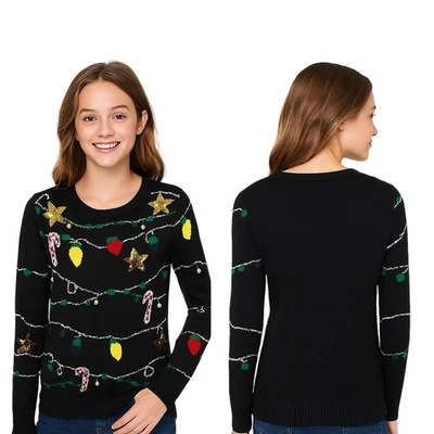 Suéter Feo No Boundaries S Multicolor Navidad Lentejuelas Campanas Novedad Festivo Foto 1 de 4