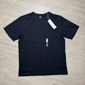 UNIQLO Blank Crew Neck Plain Black Shirt Short Sleeve NWT Men's L 100% Cotton - Picture 1 of 6
