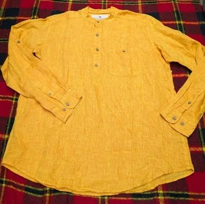 Camisa The Territory Ahead Para Hombre Naranja/Amarillo Lino Manga Larga Abotonada Talla M - Imagen 1 de 4