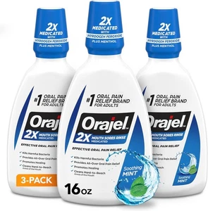 Orajel Nonseptic Mouth Sore Rinse 16oz, Soothing Mint Flavor, Provides Pain... - Picture 1 of 9