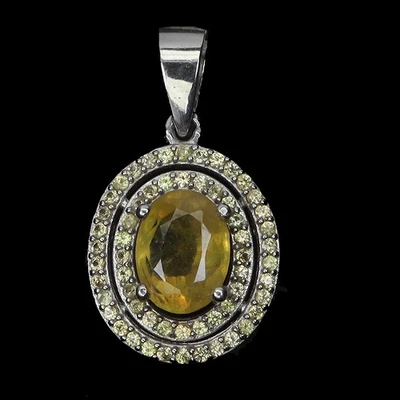 Colgante de plata de ley 925 ovalado zafiro amarillo 8x6 mm zafiro piedras preciosas joyería Foto 1 de 4