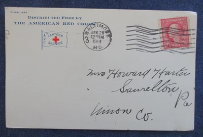 1919 WWI Red Cross Soldier Message Postcard Used from Came Meade Maryland to Pa - Image 1 of 2