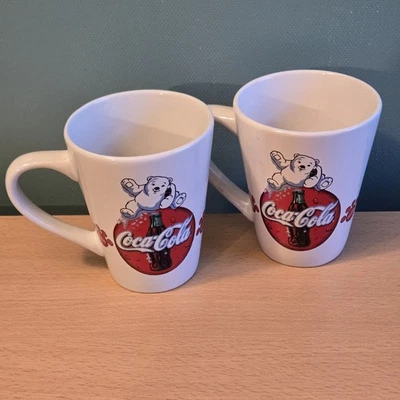 Coca-Cola Polar Bear Vintage Coffee Mugs 2003, Set Of 2 - Image 1 of 4