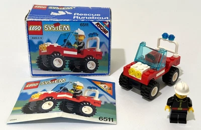 De colección © 1992 LEGO 6511 Classic Town Fire Rescue Runabout 100% Completo con Caja Foto 1 de 4