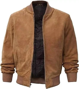 Herren Braun Wildleder Lederjacke Echtes Lammleder Stilvolle Klassische... - Bild 1 von 12