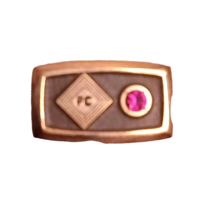 Antique Gold Filled Tie Tack Pin w/ Sparkling Ruby TerryBerry Co. Initials "PC"  - Image 1 of 4