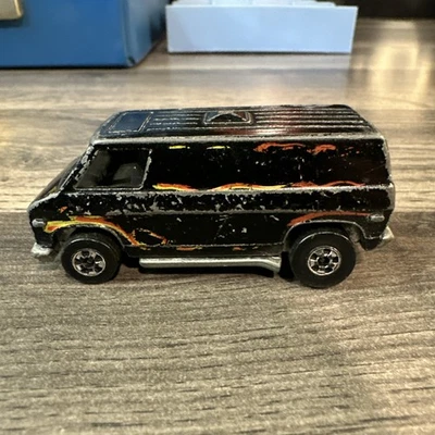 Hot Wheels Redline Super Van Negro con Llamas 1974 Hong Kong Foto 1 de 4