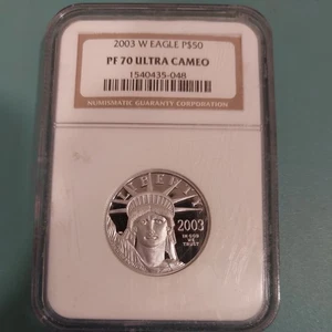 2003 W $50 1/2 Oz 9995 PLATINUM American EAGLE Proof Coin NGC PF70 Ultra Cameo - Picture 1 of 2
