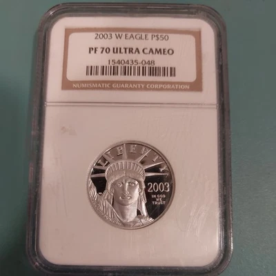 2003 W $50 1/2 Oz 9995 PLATINUM American EAGLE Proof Coin NGC PF70 Ultra Cameo - Image 1 of 2