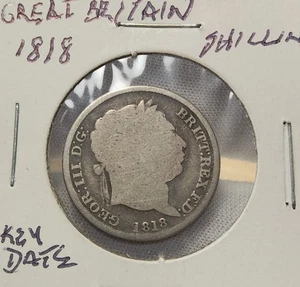 🇬🇧 1818 Großbritannien One Shilling 🔑 Datum .925 Silber, King George III GB-17c - Bild 1 von 2