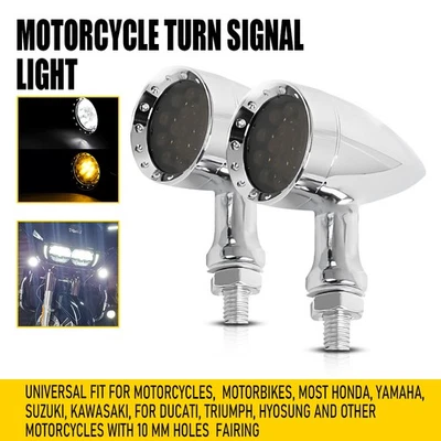 Chrome LED Blinker Turn Signals Running Light For Yamaha V Star 250 650 950 1100 - Image 1 of 4