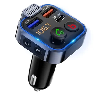 Adaptador Transmisor FM Inalámbrico Coche Bluetooth 5.0 2024 Cargador 2 USB PD - Imagen 1 de 9