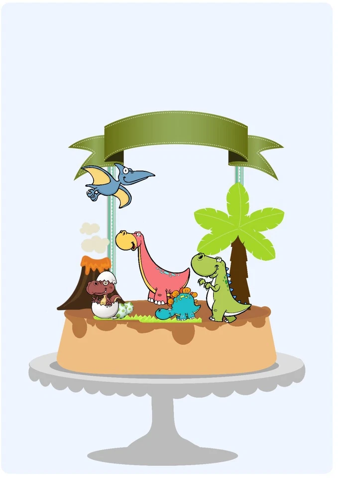 Personalized Dinosaurs Theme Cake Topper - Image 1 of 1