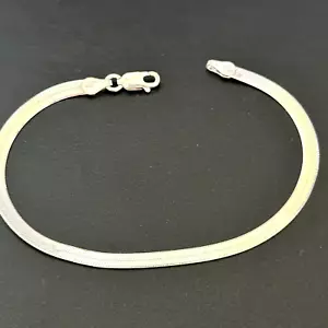 Brazalete de cadena brillante de espiga de 3,5 mm de plata de ley italiana 925 de 7" - Imagen 1 de 5