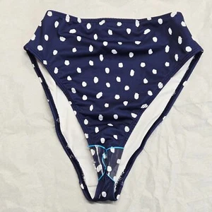 Neu Asos Design Mix & Match Bikinihose hohes Bein hohe Taille marineblau gepunktet Gr. 2P - Bild 1 von 5