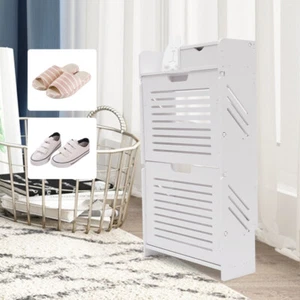 Shoe Cabinet for Entryway Slim Narrow Storage Cabinet 2 Flip Drawers Shoe Rack - Picture 1 of 24