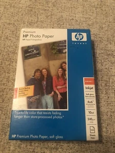 HP Premium 4 X 6 Photo Paper Soft Gloss 100 sheets Preforated Tab Inkjet - Picture 1 of 2