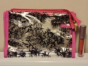 TARTE Limited Ed Clear Coral Pink SEASHELL Zipper Bag & FREE Serenity Lip Gloss! - Picture 1 of 7