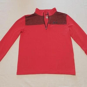 Under Armour HeatGear 1/4 Zip Long Sleeve Red Athletic Pullover Youth Large - Picture 1 of 10