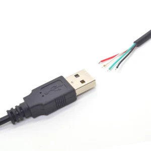 60szt 50cm USB 2.0 A męski 4-Pin 4-Wire Power Pigtail Bare Cable DIY 22AWG 5V / 3A - Zdjęcie 1 z 5