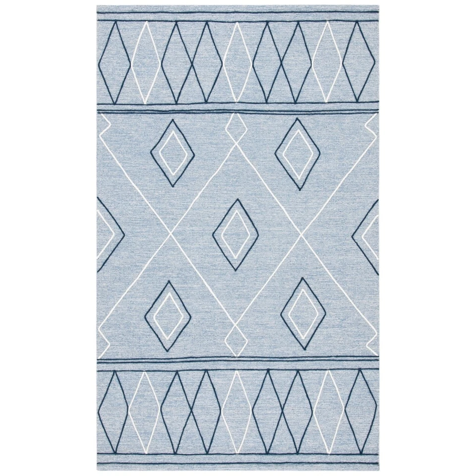 Tapete listrado SAFAVIEH Kilim STK510M azul claro/marfim - Imagem 1 de 4