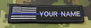 6 piezas NOMBRE PERSONALIZADO DELGADA LÍNEA AZUL EE. UU. BANDERA POLICÍA PARCHE GANCHO RESPALDO 4 X 1" - Imagen 1 de 1