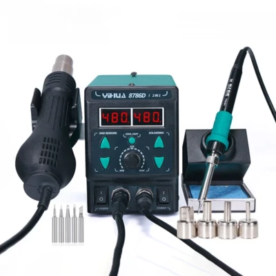 YIHUA 8786D-I 2 en 1 Estación de Retrabajo de Aire Caliente Doble Soldador Digital Kit Foto 1 de 4