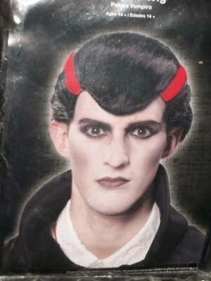 Halloween Costume Adult Vampire Black Red Strip Wig Theater Evil Count - Image 1 of 4