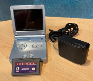 Nintendo Game Boy Advance SP Pearl Blue AGS 001 Tested Working+OEM charger+Cart - Picture 1 of 17